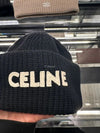 CELINE 刺繍リブウールビーニー ブラック 2AC93423P.38NO 123084626 [P]