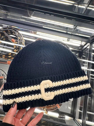 Celine Initial Beanie Cotton Navy Ecru 2ADAV347Y 123085320