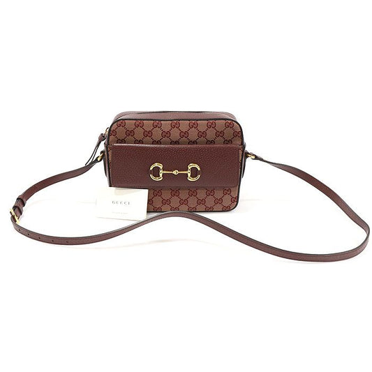 GUCCI 645454 GGジャガードバルゴンディレザーホースビット1955スモールショルダーバッグ 123091834