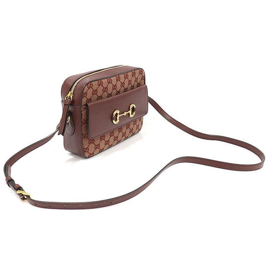GUCCI 645454 GGジャガードバルゴンディレザーホースビット1955スモールショルダーバッグ 123091834