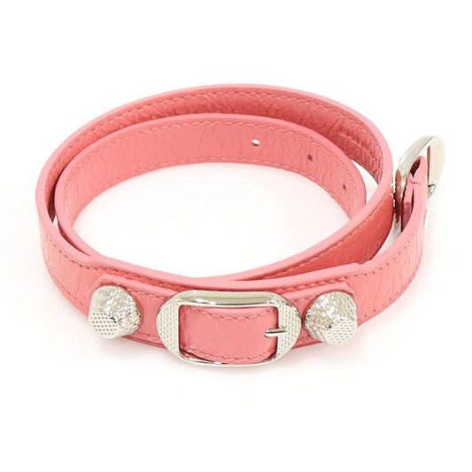 Balenciaga Giant Triple Tour Women's Bracelet in Pink Lambskin with Silver Hardware 236345 123091964