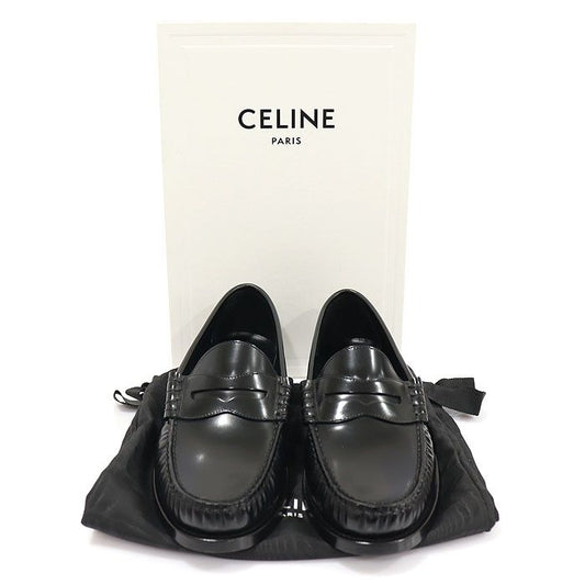 Celine 327633001C.38NO Black Polished Calfskin Ruko Women's Loafers 37.5 123091977