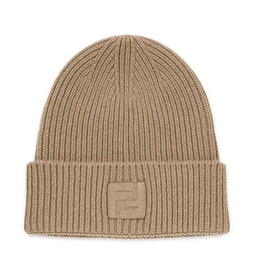 Fendi Dark Beige FF Wool Cashmere Beanie 120691097