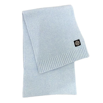 STONE ISLAND キッズ ロゴ パッチ ウール カシミヤ マフラー スカイブルー (V0041) 123112029