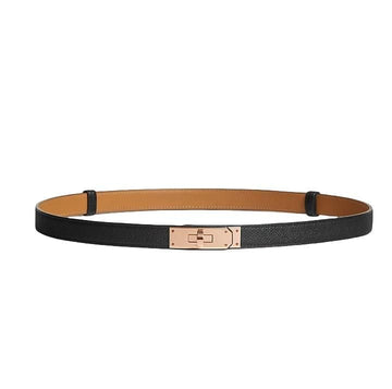 Hermes Kelly 18 Women's Belt Black Rose Gold Buckle H069853CD89 123112363