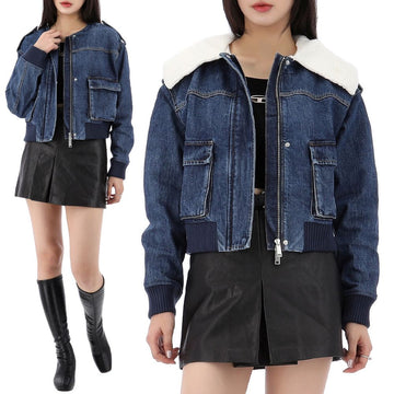 SELF-PORTRAIT Strickkragen Denim-Jacke 25SS blau RS25818JBL 123147906