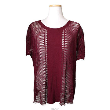 ME ISSEY MIYAKE Issey Miyake Burgundy Mesh Oberteil 2 123149417