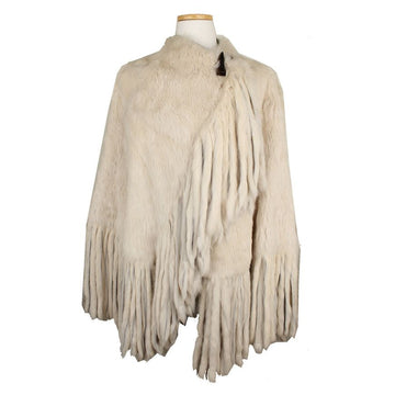 Matthew Williamson Ivory Rex Fur Fringe Poncho 8 123150223