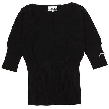 GANNI Womens Wolle Kurzarm Pullover Regular Fit K1899 099 94665703