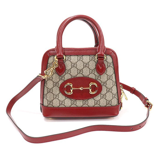 GUCCI 640716 GG スプリーム キャンバス レッド レザー ホースビット 1955 ミニ トップ ハンドルバッグ 2WAY 123197671