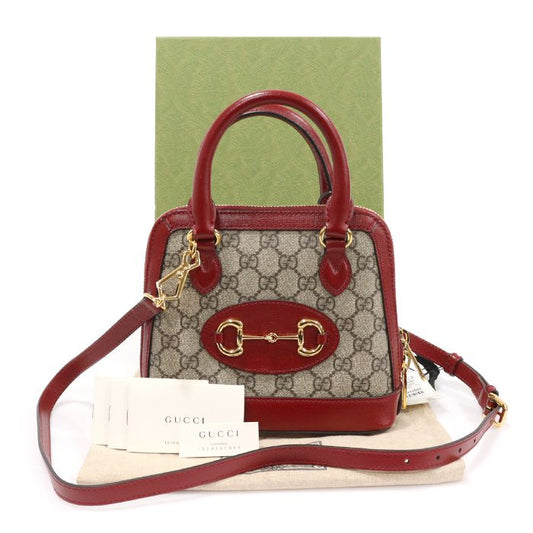 GUCCI 640716 GG スプリーム キャンバス レッド レザー ホースビット 1955 ミニ トップ ハンドルバッグ 2WAY 123197671