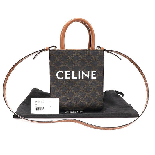 CELINE 194372BZK.04LU トリオペ キャンバス ブラウン カーフスキン カバス ミニ バーティカル 2WAY 123197685