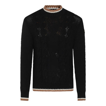 Moncler Logo Patch Girocollo Tricot Wool Cable Sweater 9C00021 M1172 999 123202130