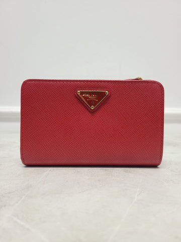 PRADA Rot Saffiano Dreieckslogo Damen Geldbörse 123204908
