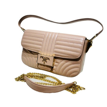 PRADA ダイアグラム ピンク ロゴ キルティング トートバッグ ショルダーバッグ 1BD223 123447384