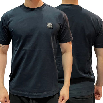 STONE ISLAND ロゴパッチガーメントダイド半袖Tシャツ ネイビー (101524113 A0020) 123471108