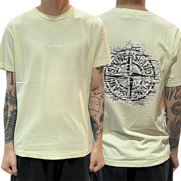 STONE ISLAND 刺繍バックロゴプリント半袖Tシャツ ライトグリーン stamp: 78152NS89 V0052 123473342
