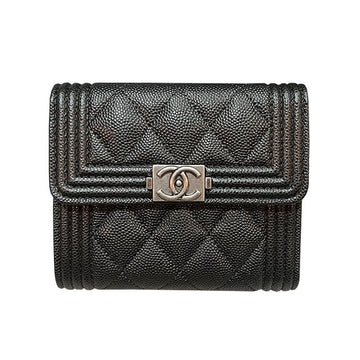CHANEL キャビア ボーイ ヴィンテージ シルバー フラップ 財布 (A80734 B01489 94305) 123474321