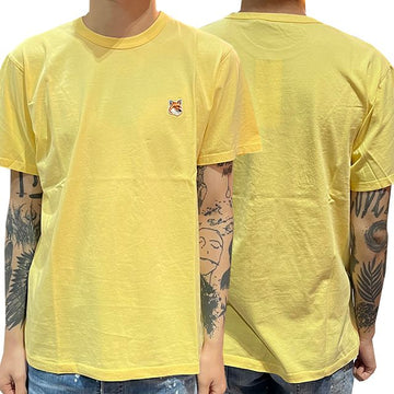 MAISON KITSUNE Fox Kopf Patch T-Shirt Kurzarm Soft Gelb P724 AM00103KJ0008 123474374