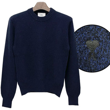 AMI Kaschmir-Wollpullover mit Herzlogo Nachtblau (HKS127 005 430) 123476525