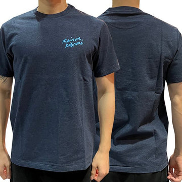 MAISON KITSUNE ミニ ハンドライティング 半袖Tシャツ ネイビーメランジ 123477566
