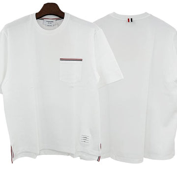 Thom Browne Three Stripes Pocket Oversized T-Shirt White stamp: MJS183A 07323 100 123479187