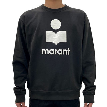 ISABEL MARANT MIKOY ベロア ロゴ メンズ トレーナー フェイデッド ブラック エクリュ (SW0029HA B1M18H FKEC) 123480704