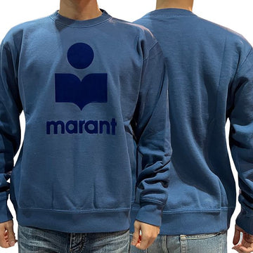 ISABEL MARANT MIKO Velvet Logo Sweatshirt Slate Blue (SW0125 22H014H 30SB) 123480766