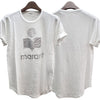 Isabel Marant Etual KOLDI Linen Silver Logo T-Shirt White (20WH) A1N10E 20WH 123480982 [P]