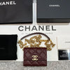 CHANEL Caviar CC Logo Chain Card Holder Burgundy 123481668 [P]