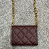 CHANEL Caviar CC Logo Chain Card Holder Burgundy 123481668 [P]