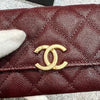 CHANEL Caviar CC Logo Chain Card Holder Burgundy 123481668 [P]