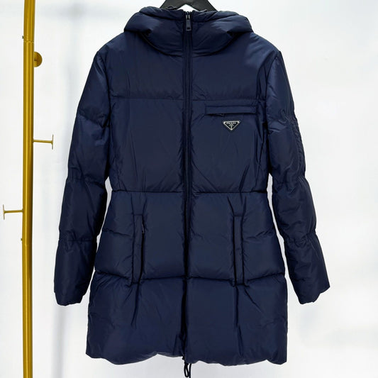 Prada Triangle Logo Women's Long Padding Navy 60889745