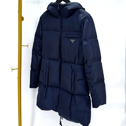 Prada Triangle Logo Women's Long Padding Navy 60889745