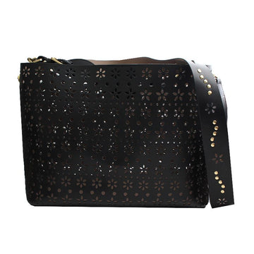 CHRISTIAN LACROIX Schwarze Lochleder Tote- und Crossbody-Tasche 123517007