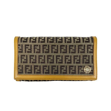 Fendi Juqamu Pattern Canvas Long Wallet Yellow 123517027