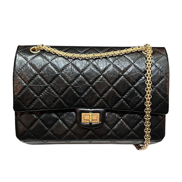 CHANEL 2.55 Vintage Gold Large Flap Bag Shoulder Bag Black (A37587 VG BK) 123529550