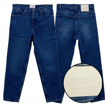 AMI Vintage Indigo Tapered Fit Denim Jeans Pants Vintage Blue stamp: HTR103 DE0025 480 123537165