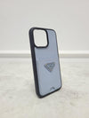 PRADA ペイルブルーサピアノ三角ロゴiPhone 14 Pro Maxカードホルダーケース 123538443 [P]