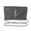 SAINT LAURENT (YSL) 377828 Schwarzes Monogramm Matelassé Cassandra Medium Silberketten Crossbody 123681045 [P]