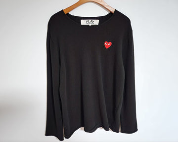 Comme Des Garcons L Black Red Patch Men's Knit AZ-N068 123687191