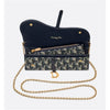 Dior SADDLE Chain Long Wallet Blue S5614CT 72364967 [P]