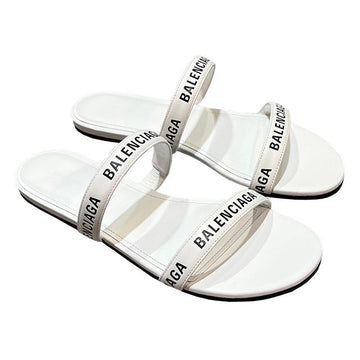BALENCIAGA Runde Flachlogo Riemensandalen aus Leder (WCAE1 9010) 123757970