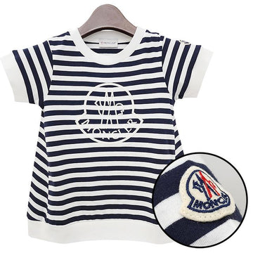 MONCLER モンクレール キッズ ロゴ 刺繍 ストライプ 半袖Tシャツ 8C00009 89AGB F07 123759409