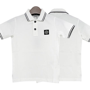 Stone Island Kids Logo Patch Polo T-Shirt 10 12 Ivory stamp: 791621348 V1093 123761785