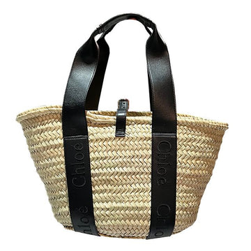 CHLOE Handgefertigte Rafia-Basket-Tote Tasche Mittel (CHC23SS303J66 001) 123768966