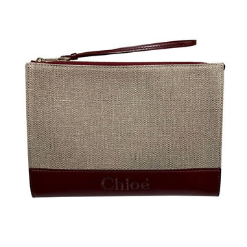 CHLOE Linen Leder Pouch Clutch mit SENSE Logo (CHC23SP869J90 615) 123768993