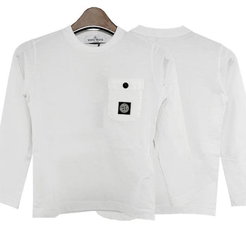 Stone Island Kids Logo Patch Pocket Long Sleeve T-Shirt 6 8 Ivory stamp: 791620347 V0093 123775441