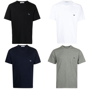 MAISON KITSUNE Navy Fox Patch Pocket T-Shirt mit Kurzarm 4 Farben (HM00136KJ0008) 123776159