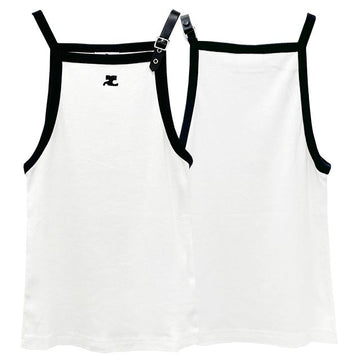 COURREGES Tanktop mit kontrastierendem Logo in Weiß und Schwarz (124JDE067JS0070 0098) 123778170